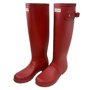 Hunter Tall Original Matte Red Rain Boots Women's Size US 8 EU 39 Knee High